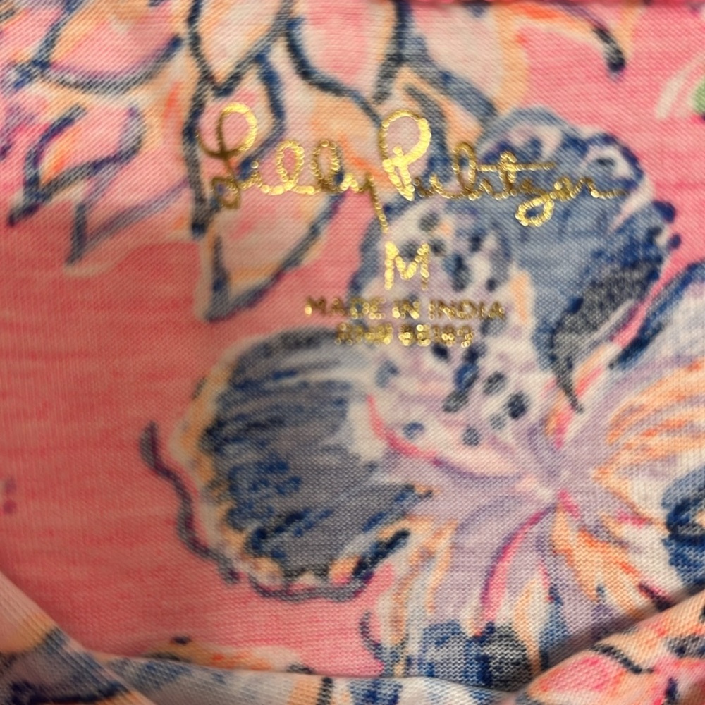 Lilly Pulitzer Lessa Pink Isle Off The Shoulder Top Size M Floral - Picture 4 of 5